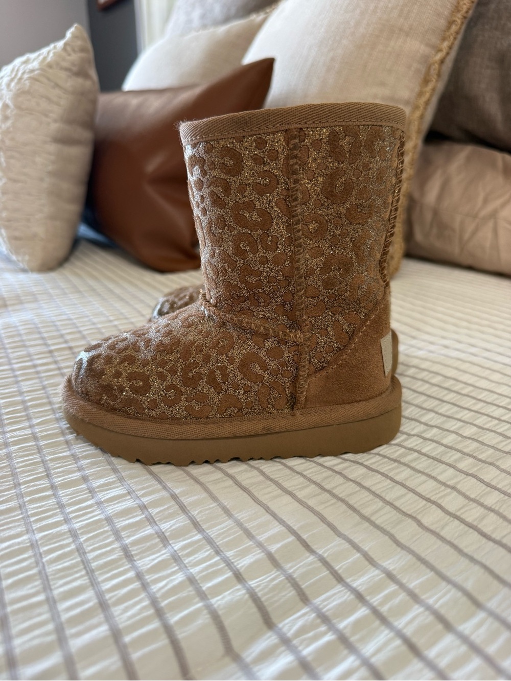 UGG Toddler Leopard Glitter Cozy Boots - Tan